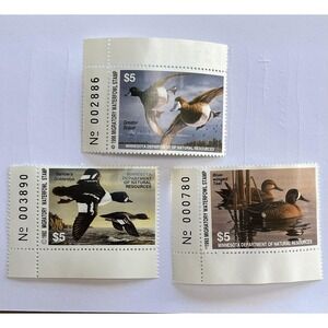 Minnesota State Migratory Waterfowl Duck Stamps Lot of 3 DNR 1992 1993 1996 VTG